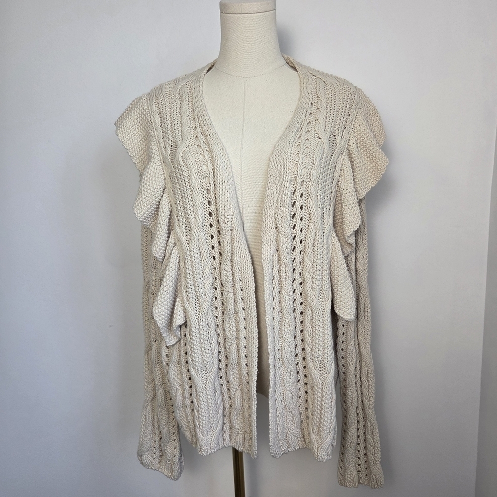 Universal Threads Ruffle Open Front Cotton Blend Cardigan - Picture 3 of 11